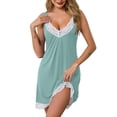 thumbnail image 2 of MVRLSH Nightgowns for Women Casual Loose Sleeveless Midi Tank With Functional Side Pockets Summer Outfit Cami Dress Green - L, 2 of 7