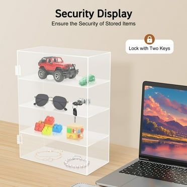 4-Tier Acrylic Display Case Countertop Retail Showcase Display Cabinet with Lock 30x15x40cm
