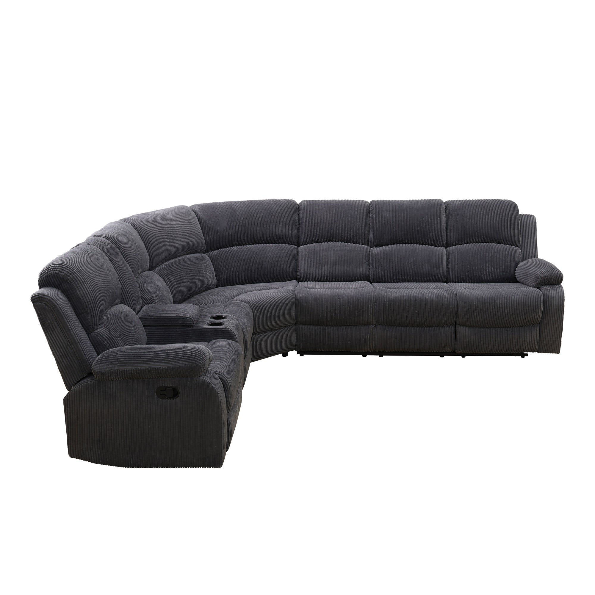 Gewnee Chenille Manual Reclining Sectional Sofa with Cup Holders ,Oversize Reclining Couch for Living Room