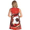 thumbnail image 2 of PAYOHTO Women's Sleeveless Dress Red Soccer Football Summer Dress Casual Floral Print Round Neck A Line Beach Short Sundress​ with Pockets​, 2 of 8