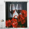 thumbnail image 5 of Red Rose Wine Shower Curtain for Bathroom Decor 72Wx72H Inch Valentines Romantic Floral Blooming Flower Lovers Couple Candles Panel Fabric Waterproof Polyester with 12 Pack Plastic Hooks, 5 of 6