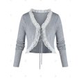 thumbnail image 4 of Más el tamaño del ajuste del cordón camiseta y flor Cami Set Rosegal Mangas largas de talla grande, 4 of 5