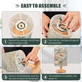 thumbnail image 4 of WOBOGO Vintage Peony Floral Bedroom Table Lamp USB Power Connector Wooden Base Round Linen Shade For Living Room Desk, 4 of 7