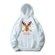 thumbnail image 3 of Sudadera con capucha blanca de Feliz Navidad para niños, sudadera bonita para fiesta de Navidad para niño o niña, ropa de moda con estampado de Papá Noel y ciervos para niños, 3 of 4