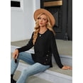 thumbnail image 4 of Blusas de Larga con Cuello Redondo para Mujer, Blusas Holgadas con Botones para Otoño e Invierno 2025. Negro S, 4 of 10