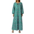 thumbnail image 1 of Qiylii Women's Summer Casual Maxi Dress Bohemian Floral V Neck Puff Long Sleeve Beach Tiered Sundress Long Swing Dress, 1 of 9