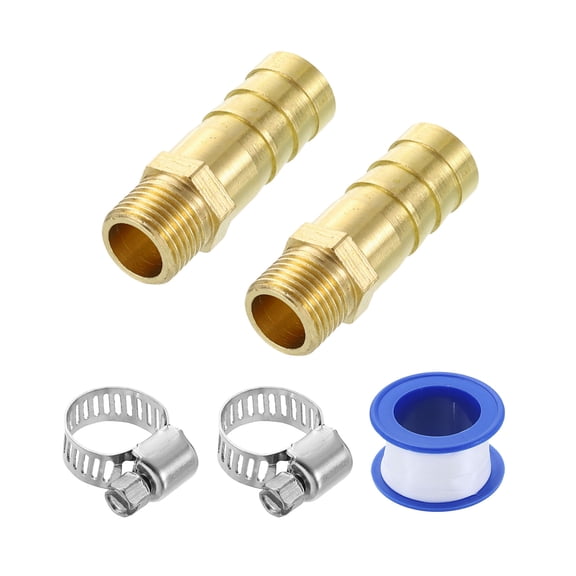 2Pcs Brass Hose Barb Fittings, 3/8" Barb x G1/8" Male Thread Hose Connector