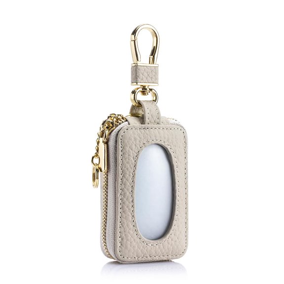 Key Holder Genuine Leather Keychain Car Key Wallet Case Organizer with Keyring ID Window for Women.