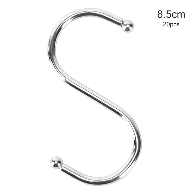 20Pcs S Hooks Kitchen Clothes Hangers Carbon Steel Steel S Hooks Hanging Tools for Plant Pan Pots Utensils, L
