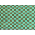 thumbnail image 1 of Ahgly Company Machine Washable Indoor Rectangle Checkered Turquoise Blue Modern Area Rugs, 3' x 5', 1 of 1
