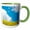 Green/White, variant on 3drose, Field Mustard, Lafayette Reservoir, California - Us05 Pcl0039 - Paul Colangelo, 11oz Two-tone Blue Mug