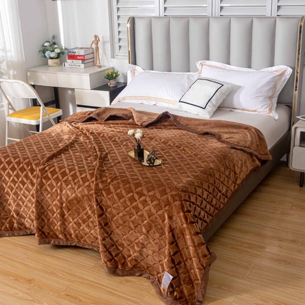 Manta de felpa de terciopelo de leche Faray de 99 x 149 cm | Suave y cálida manta tipo chal | Ribete de doble cara | Funda ligera y portátil para sofá, picnic, viajes, coche y uso doméstico