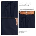 thumbnail image 4 of Pantalones cortos de mujer Pantalones cortos con volantes en la cintura elástica Pantalones casuales con dobladillo enrollado con cordón Pantalones de verano de color puro Azul purpúreo M, 4 of 5