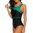 thumbnail image 4 of Beautyin Women One Piece Sports Swimsuit Color Block Athletic Racerback Swimwear, 4 of 7