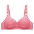 thumbnail image 1 of B91xZ Plus Size Pure Comfort Seamless Bralette Plus Size Retro Lace & Mesh Unlined Underwire Bra,Watermelon Red 105C, 1 of 3