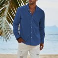 thumbnail image 3 of JULMCOMO Mens Dress Shirts Short Sleeve Button Up Dress Shirt Casual Vacation Beach Shirt Solid Color Summer Wedding Shirts,Blue, 3 of 4