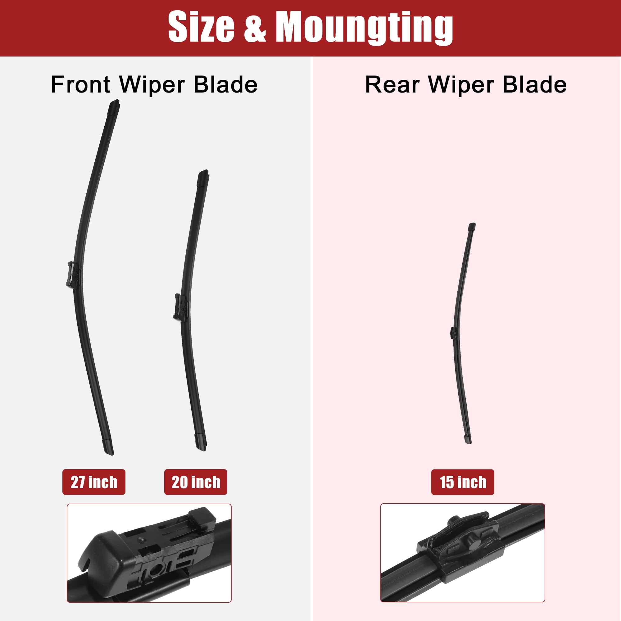 Unique Bargains 27 Inch Front Rear Windshield Wiper Blade Set Fit for Audi Q7 2017 2022