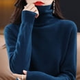 thumbnail image 4 of Suéter de lana para mujer, suéter de cuello alto de otoño e invierno, suéter suelto sin costuras, suéter de cachemira, 4 of 6