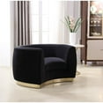 thumbnail image 2 of Homestock Modern Motifs Modern, Contemporary Velvet Upholstered Chair with Stainless Steel Base in Rich Metallic Finish, Living Room Furniture-Color:Black and Gold,Size:Armchair, 2 of 10