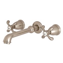 Kingston Brass KS7028TX French Country Two-Handle Wall Mount Roman Tub Faucet, Brushed Nickel