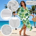 thumbnail image 6 of Xoenoiee Tropical Monstera Palm Leaves Print Caftans for Women V-Neck Moomoo Dresses 70s Kaftan Dress Batwing Sleeve Bikini Cover up Lightweight Loungewear Maxi Dress, 6 of 7