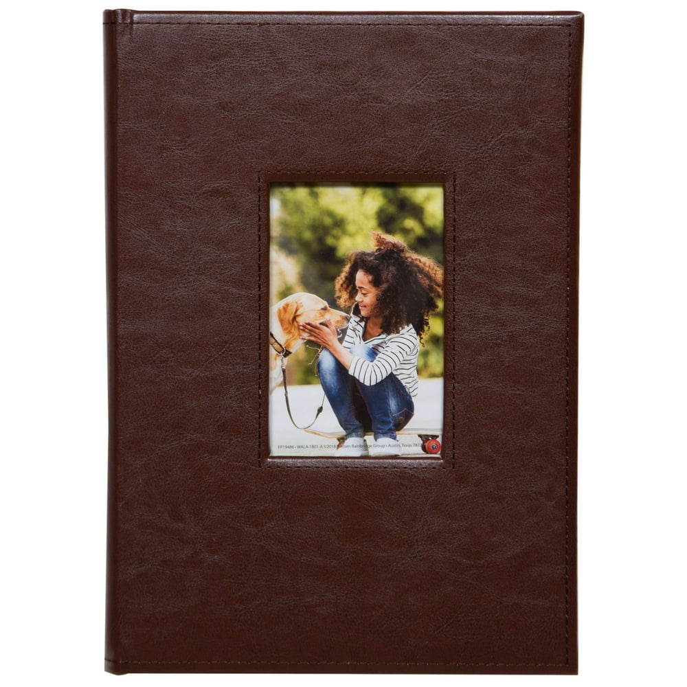 Pinnacle Brown Faux Leather Photo Album with Front Cover Window Frame