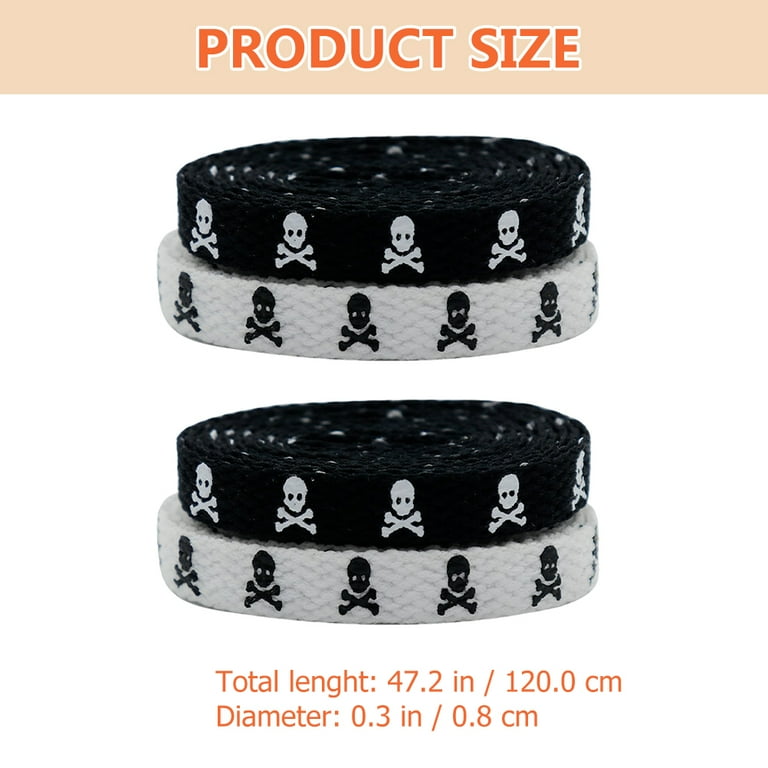 2 Pair Skull Shoelaces Flat Shoelaces Personality Canvas Shoes Decorative Shoelaces