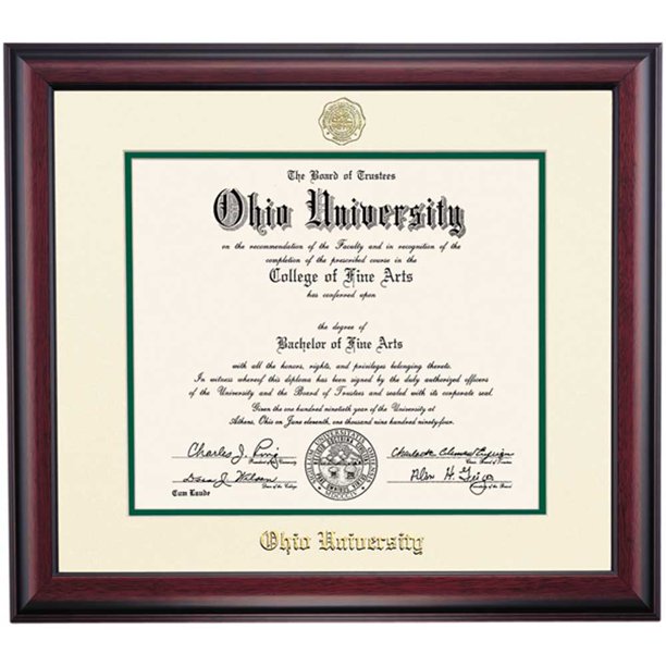 OCM Diploma Frame for Ohio University OU, 19" x 21" Frame, Embossed