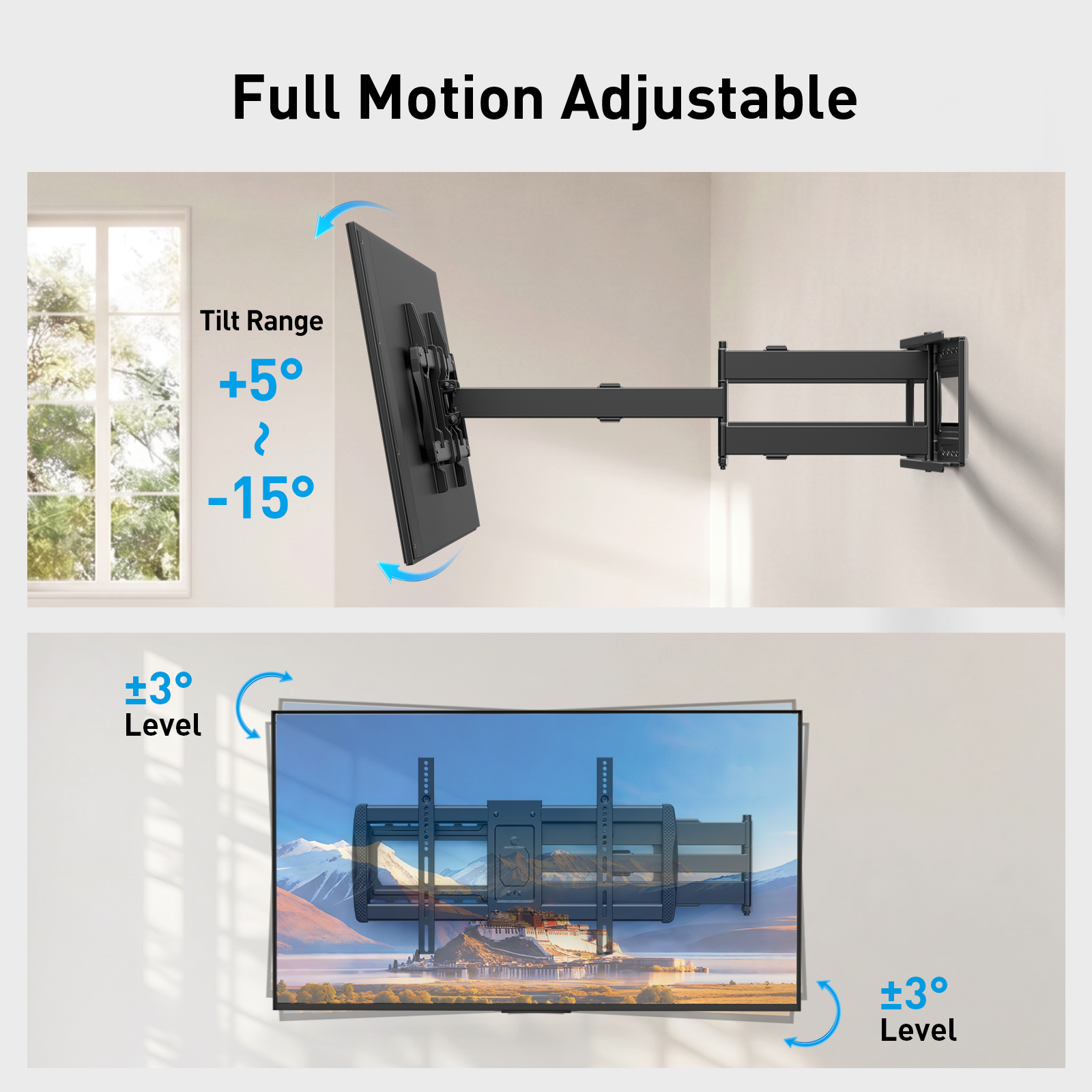 MountFTV Full Motion Long Arm TV Mount 42-90 Inch, 150 lbs photo 5