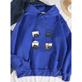 thumbnail image 4 of Sudadera con capucha con estampado de gato para mujer, ropa de calle cálida, informal, holgada, cómoda, versátil, café, otoño, 4 of 4