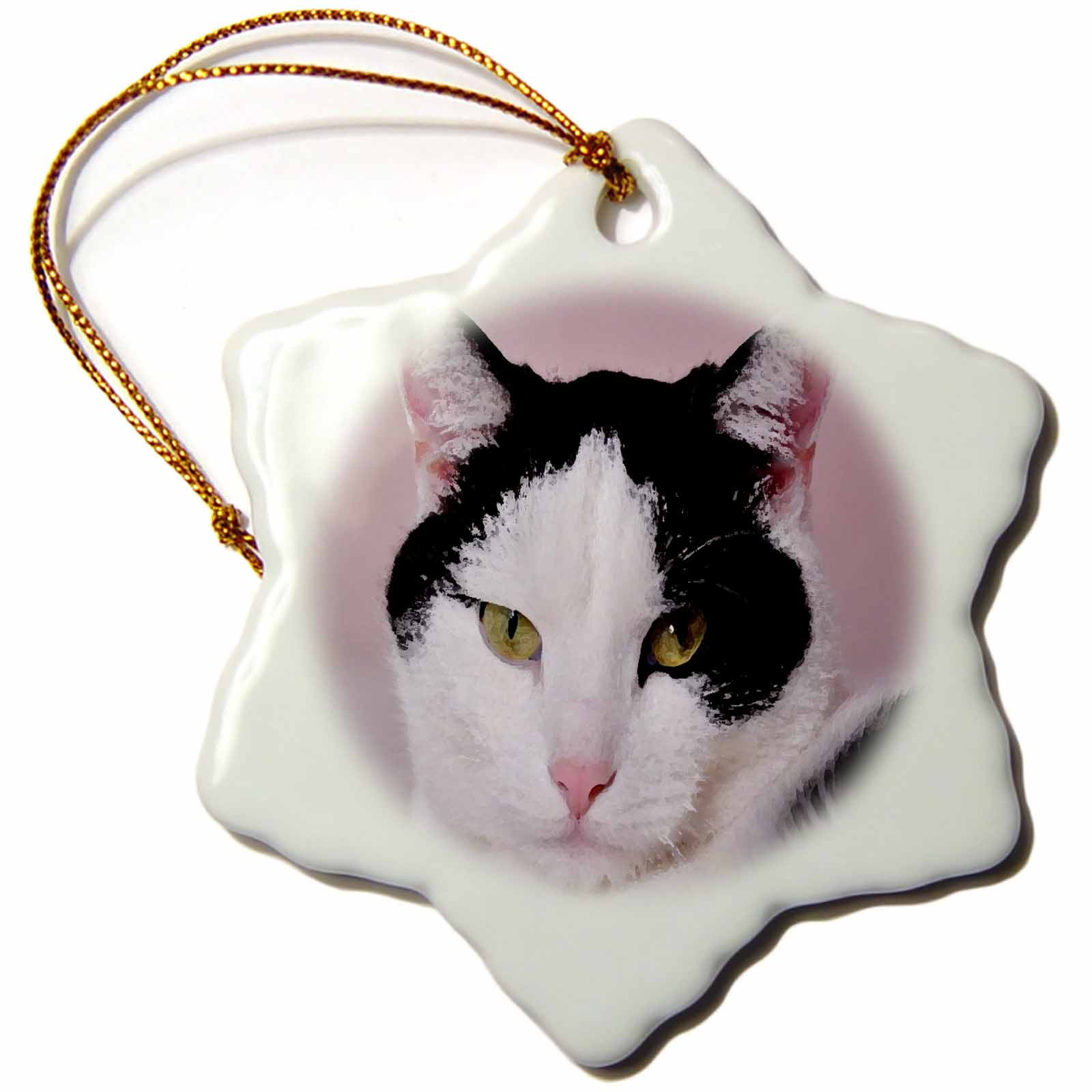 Holiday Pet Gift Tuxedo Shorthair Cat Santa Porcelain Christmas Tree Ornament 