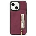 thumbnail image 2 of SaniMore for iPhone 14 Plus 6.7" 2022 Back Case with Zipper Card Pokcet Flip Wallet/Kickstand Shock Absorption Anti-fall Retro PU Leather Wear-resistant Shell For iPhone 14 Plus, Winered, 2 of 9