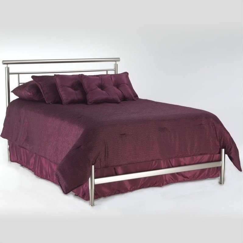 Chatham Complete Bed with Rounded Metal Headboard Rail, Satin Finish