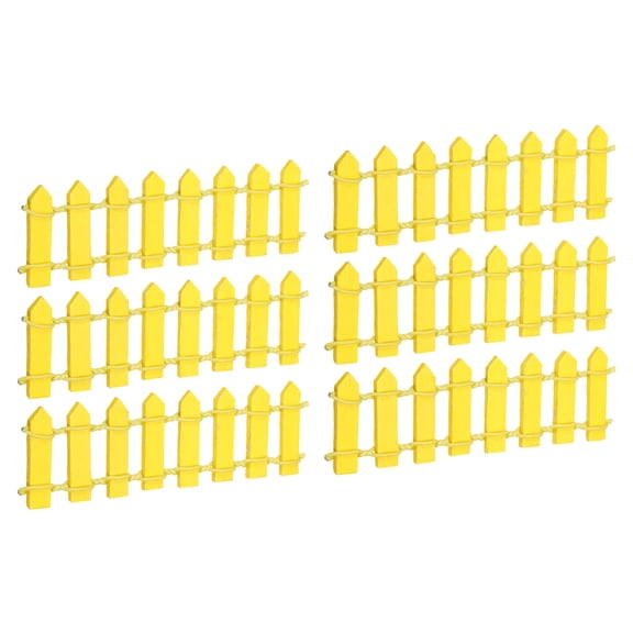 Uxcell 6pcs 3.9 Inch Miniature Garden Fence, Mini Ornament Wood Picket Fence Decorative Dollhouse Home DIY, Yellow