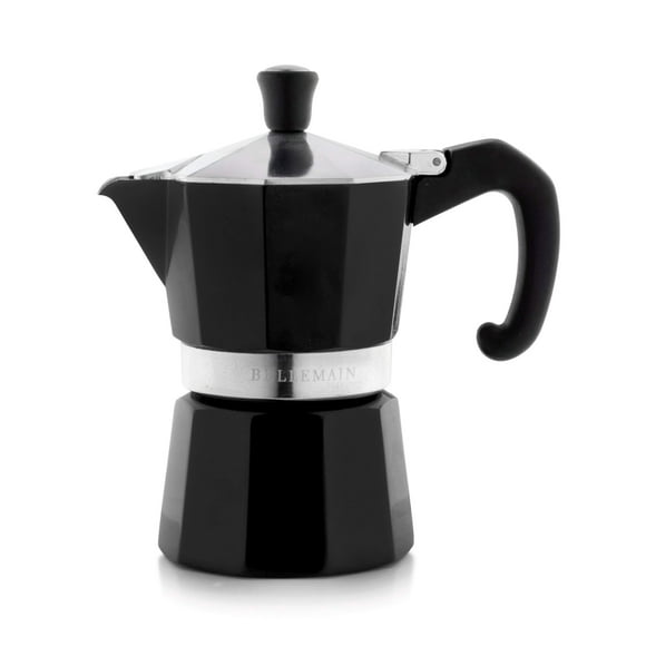 Cafetera Bellemain para 3 tazas, aluminio, negra