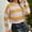 Yellow, variant on Women's Fashion Striped Color Block Knit Sweaters Casual Pullover Long Sleeve Crew Neck Cropped Sweater Tops S-XXL