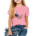 thumbnail image 1 of T-Shirt à Manches Courtes et Col Rond Imprimé pour la Fête de l'Indépendance pour Enfants, Mélange Doux Polyester-Spandex, Haut Décontracté Respirant, pour Garçons et Filles de 2 à 13 Ans, Lavable à la Machine, Chandail d'Été Léger, 1 of 4