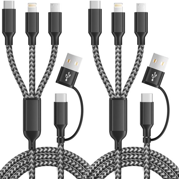 Cable de carga múltiple MPATIBY 5 en 1 USB C/A, 5 pies, trenzado de nailon