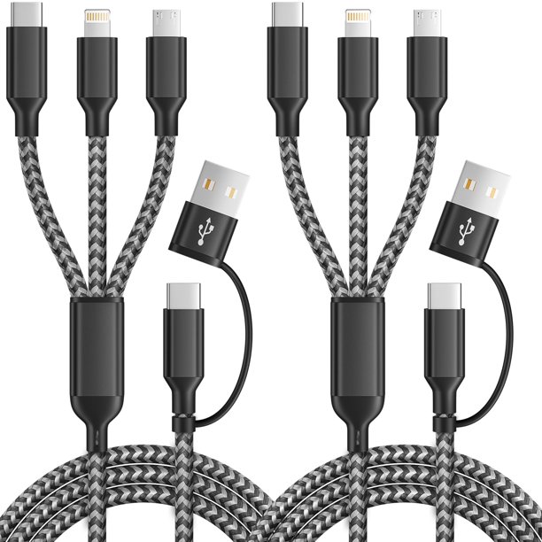 Cable de carga múltiple MPATIBY 5 en 1 USB C/A, 5 pies, trenzado de nailon