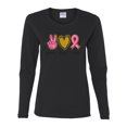 thumbnail image 2 of Wild Bobby Peace Love Breast Cancer Awareness Breast Cancer Awareness Women Graphic Long Sleeve T-Shirt, Black, Medium, 2 of 6