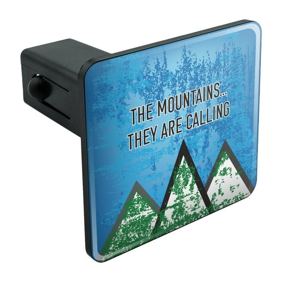 The Mountains They are Calling Hiking Nature Tow Trailer Hitch Cover Plug Insert