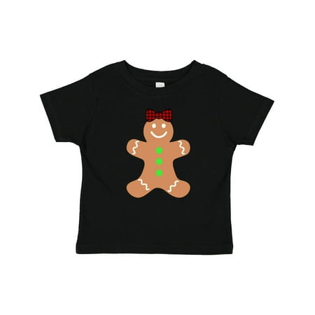 

Inktastic Cute Gingerbread Girl with Red Plaid Bow Boys or Girls Baby T-Shirt