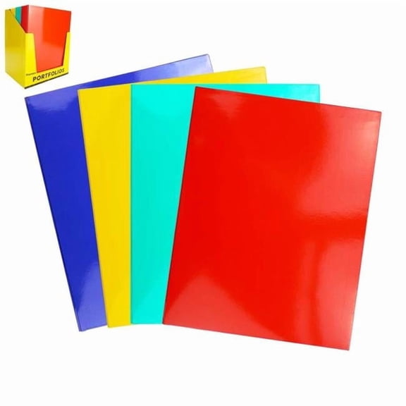 Promarx 2375556 DDI Glossy 2-Pocket Folders, Assorted Color -3 Prongs - Pack of 48