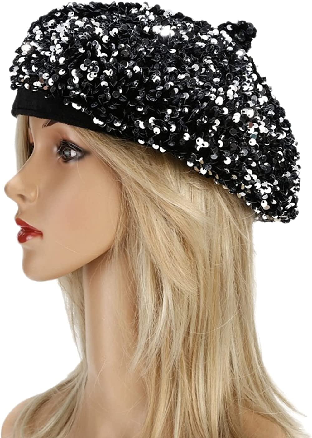 Bling Beret Hats for Women Sequin Paris Artist Cap  display picture 1
