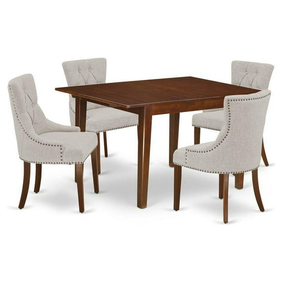 East West Furniture Dining Room Set Mahogany, MLFR5-MAH-05