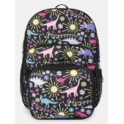 Wonder Nation Girls 17" Fossil Gardens Dinosaur Backpack & Lunch Set, Black