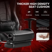 GTPLAYER Gaming Chair with Bluetooth Speakers Music Office Chair with Footrest PU Leather Recliner, Black
