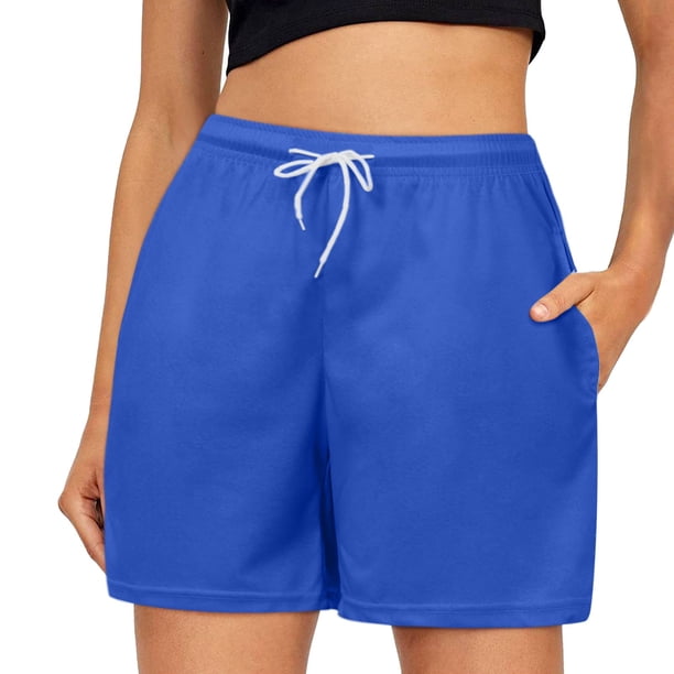 Pantalones cortos casuales con cintura elástica para mujer - Pantalones con bolsillos y cordón, poliéster y spandex, tallas XS-XXXL