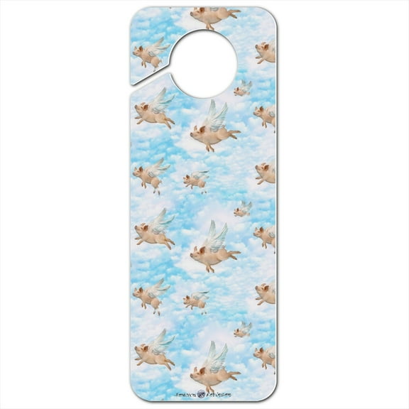 Pigs Could Fly Flying Clouds Sky Pattern Plastic Door Knob Hanger Sign