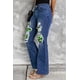 thumbnail image 2 of ABPHQTO Blue St Patrick Clover Patchwork High Rise Flare Jeans de mujer, 2 of 5